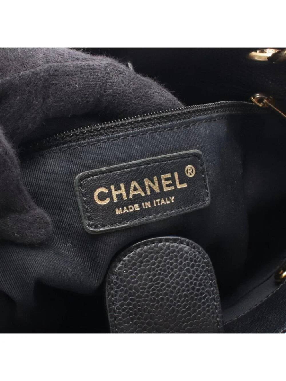 Chanel Tote Quilted Petite Shopping PST Black Caviar Leather Chain - Picture 4 of 9